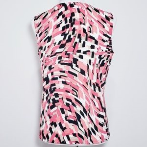 JONES STUDIO pink/peach/black print sleeveless top ✔medium - Picture 2 of 5